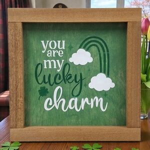 St Patricks Valentine Reversible Painted Crafted Wood Sign